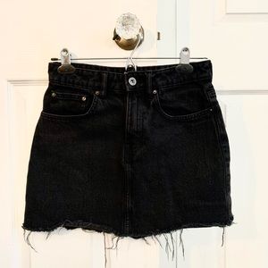 Black Distressed Jean Skirt